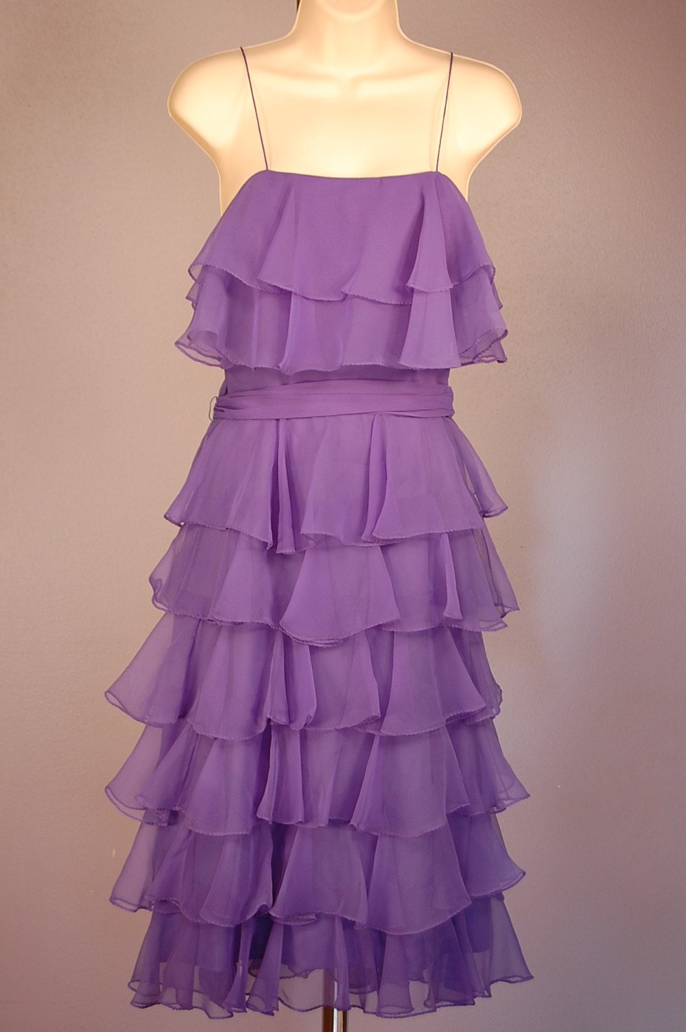 VIntage Purple Ruffle Party Dress