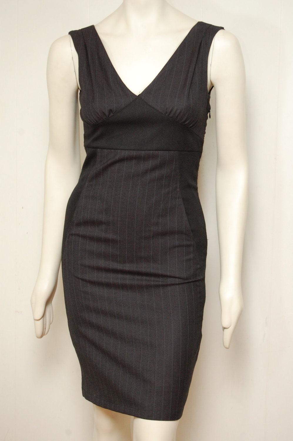 Vintage Pinstripe Charcoal Gray Dress