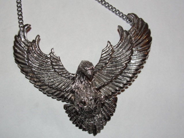 Eagle Necklace White Brass Plated in Sterling Silver