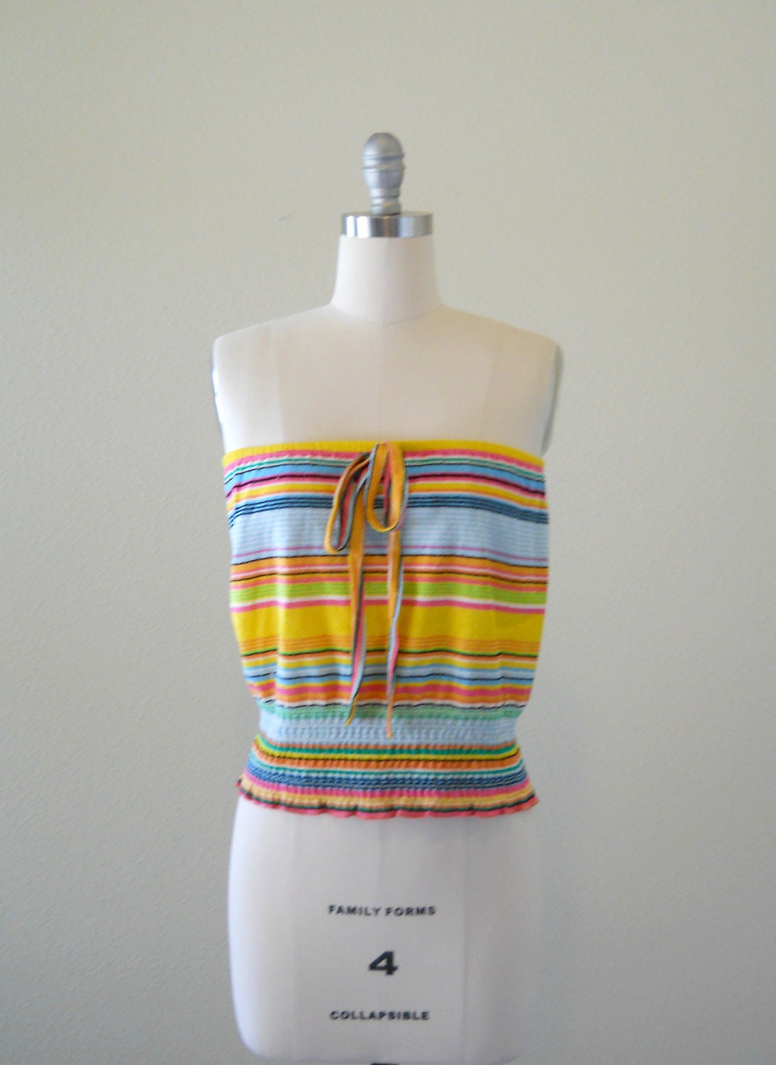 Vintage 1980s Top -- Rainbow Terry Tube Top -- Small Medium Large
