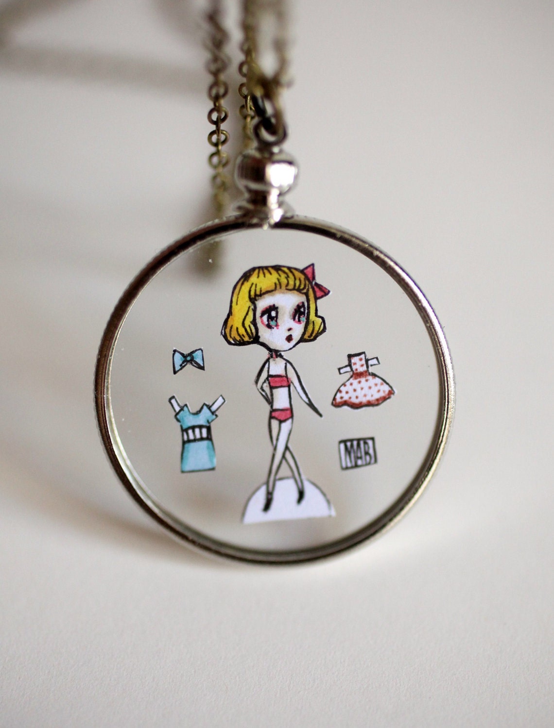 The Paper Doll pendant - original necklace by Mab Graves