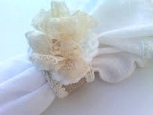 Bridal Shower Wedding Burlap & Lace Napkin Rings  Custom Order 18 Sets