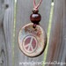 IMAGINE PEACE Ceramic Pendant - peace symbol jewelry - rustic, earthy, bohemian - agate green, blue and chocolate brown