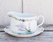 Vintage Japanese Gravy Boat and Saucer with Floral Design