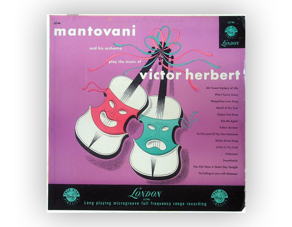 Alex Steinweiss (attr.) record album design, c.1953. Mantovani "The Music of Victor Herbert" LP