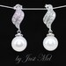 Wedding Earrings, Bridesmaid Earrings, Bridal Jewelry - Cubic Zirconia Detailed Leave Teardrop Earring with White Pearl (E304)