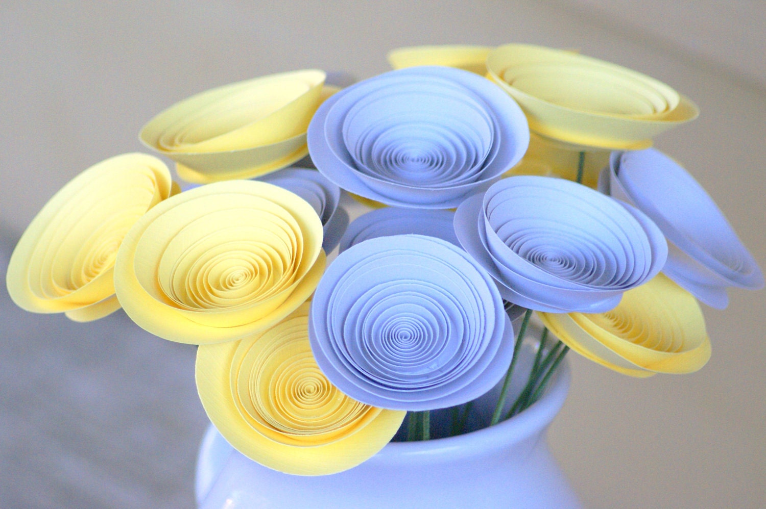 18 Yellow and Grey Flowers, Alternative Paper Centerpiece