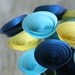 18 Paper Flowers in Blue, Aqua, and Yellow. Modern Spring Bouquet. Handmade Paper Flower Arrangement