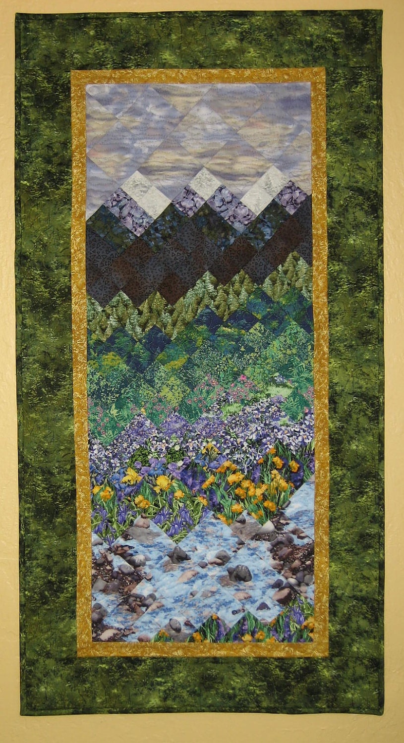Art Quilt, Tahoe Purple Mountains Wall Hanging