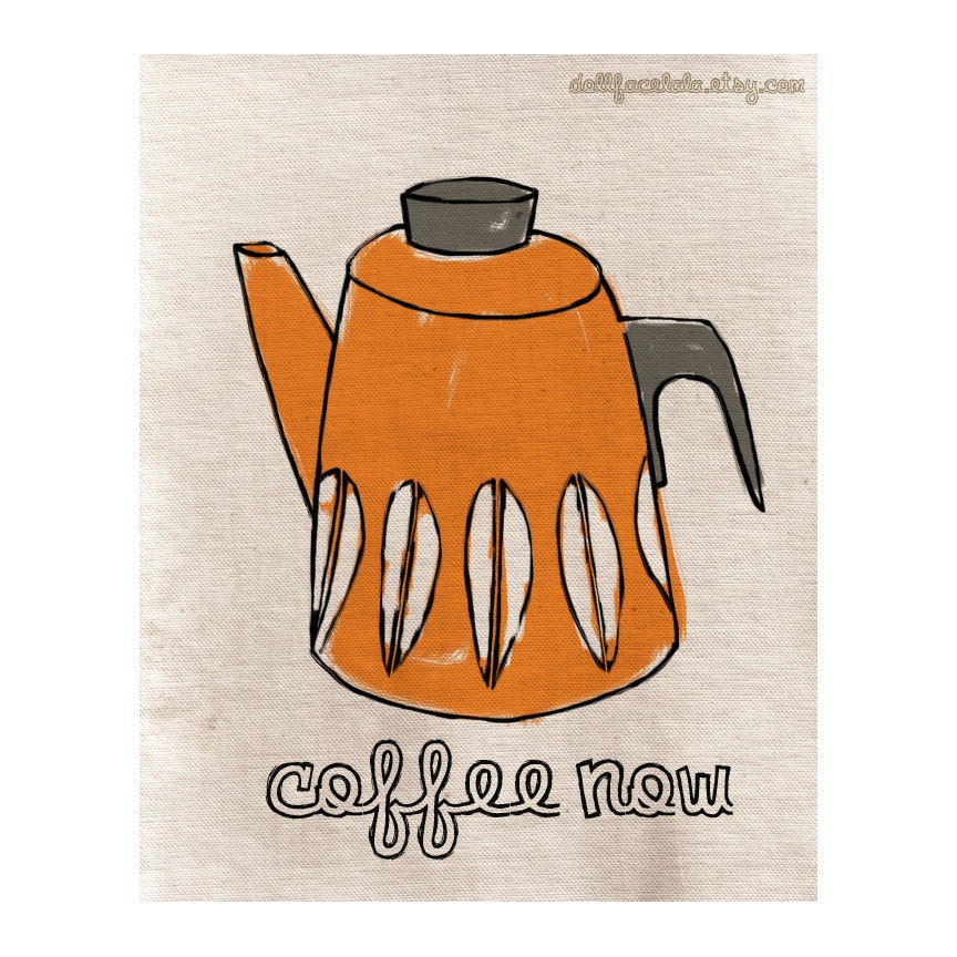 Print - Coffee pot Illustration quirky doodle
