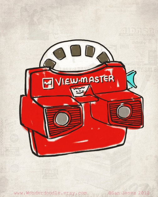 Print - Viewmaster Illustration quirky doodle