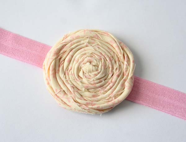 Rolled Fabirc Flower Headband - The Callie - Shabby Chic
