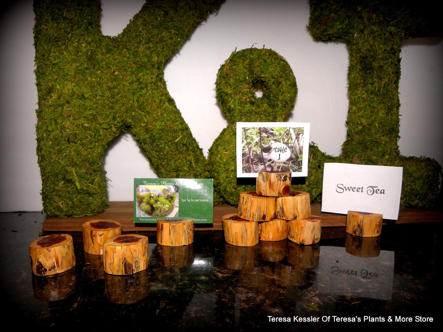 Wood Escort Card holders-12 mini Spalted Cedar-Menu holders-Cedar Branch Wedding card holders-Wedding Table numbers-Baby Shower card holders