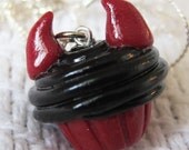 Little Red Horns Devil's Food Cake Cupcake Necklace / Pendant