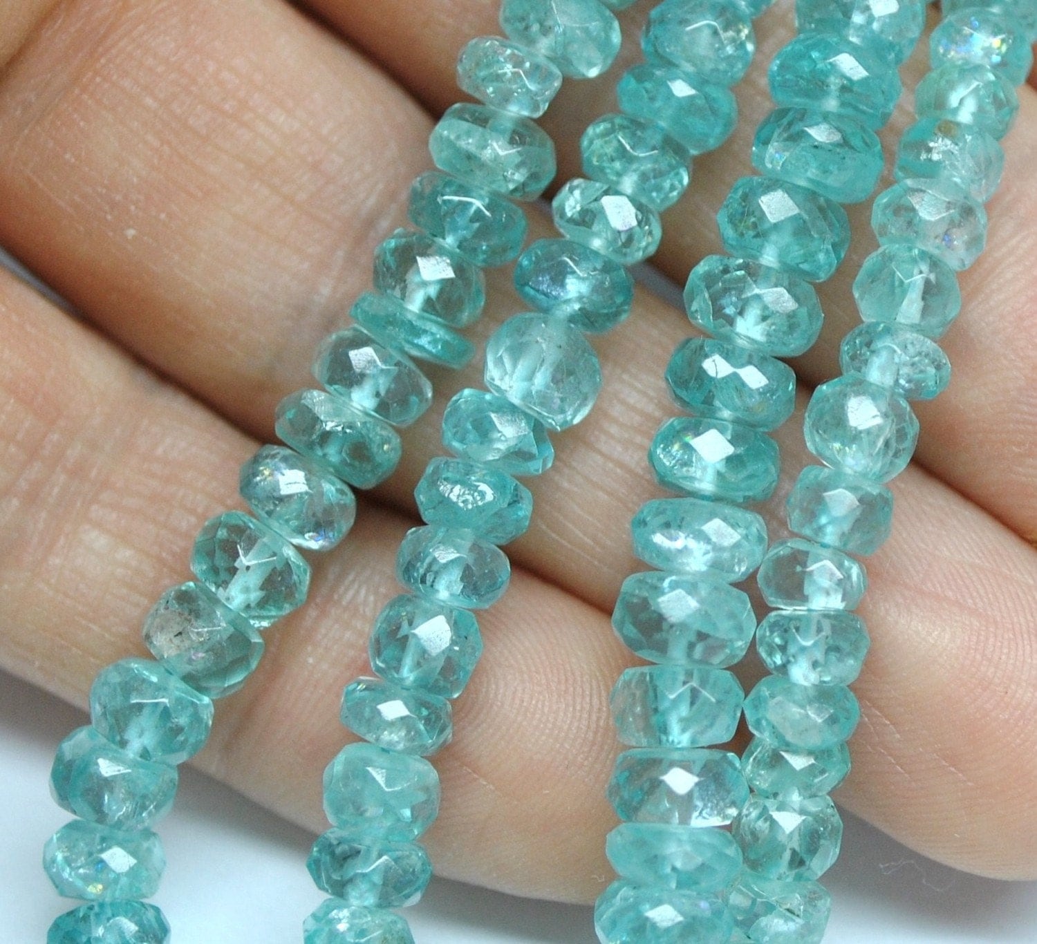 Sparkling Electrical Blue Apatite, Faceted Rondelles Beads 5-7 mm - Pack of 10 pcs - 110331-04 - AliveGems