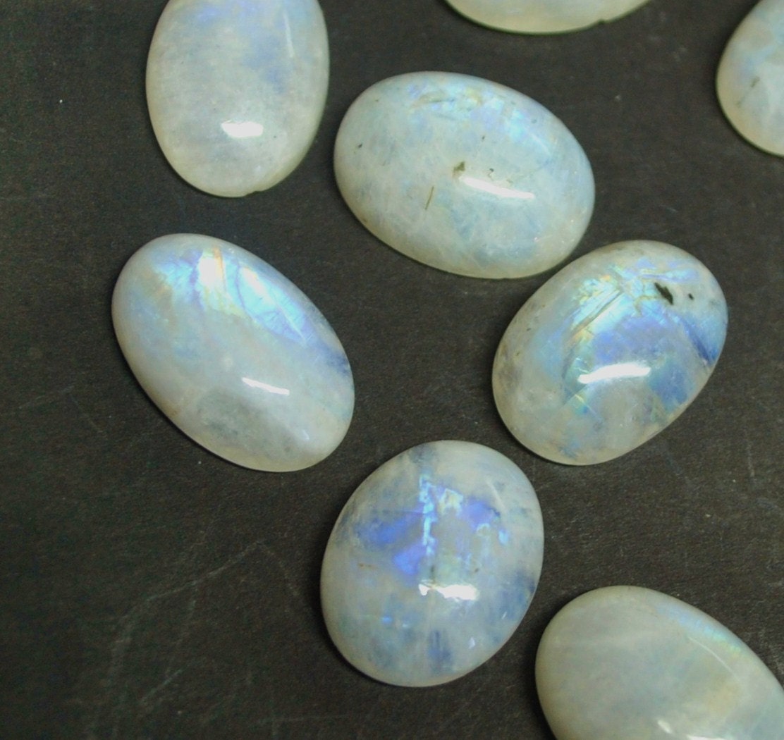 Rainbow Moonstone Oval Cabochons - 10 pcs Parcel - 19.3-22.2 mm - 176.6 ct - 120219-21