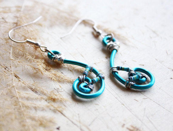 Blue Treble clef earrings