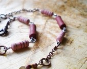 Bronze Chain Anklet - Strawberry Anklet - Two in One: Chain Bracelet