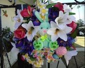 Easter Wreath New Handmade Beautiful Decoration Is Spring Time Silk Flowers