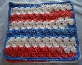 Memorial Day 4Th Of July American Flag Cotton Handmade New Crochet Beautiful 3  Wash Cloths Set