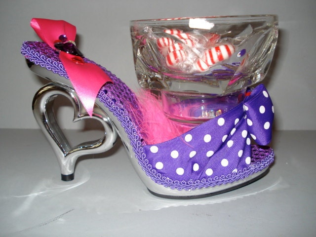 Purple shoe candy dish "Heart Heel"