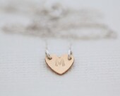 Personalized initial necklace - monogram heart necklace for dainty necklace (gold filled and sterling silver combination)