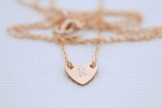 Personalized initial necklace - gold filled monogram heart necklace for dainty necklace