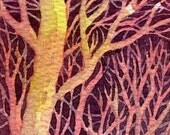 Pink Woodland ACEO Original Watercolor 2.5 x 3.5