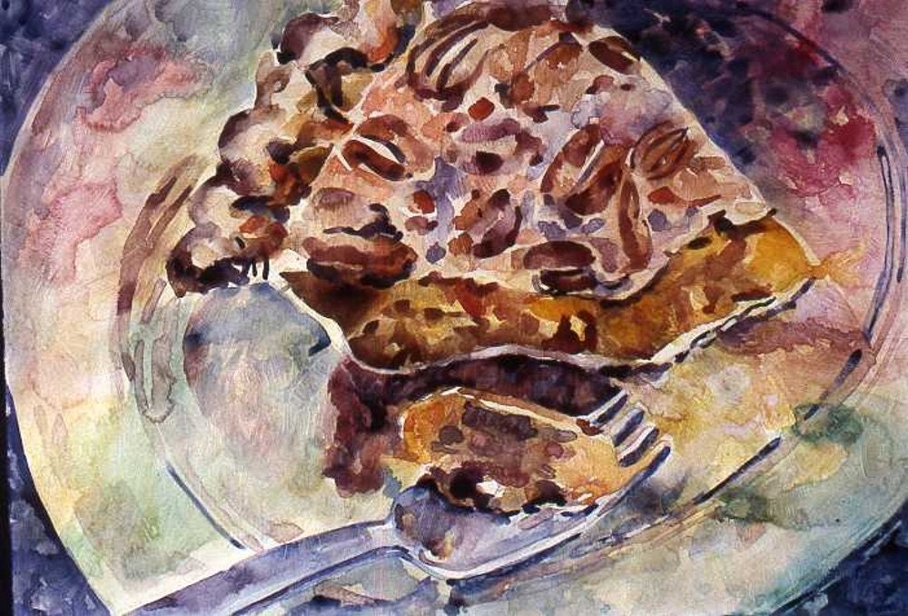 Original watercolor, Pecan Pie