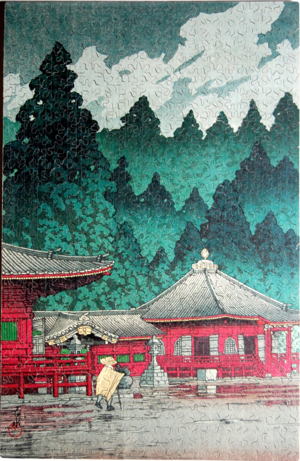 Hand Cut Wooden Japanese Woodblock Jigsaw Puzzle (488 pieces) with Plywood Storage Box