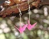 Origami Crane Earrings - Fluro Pink