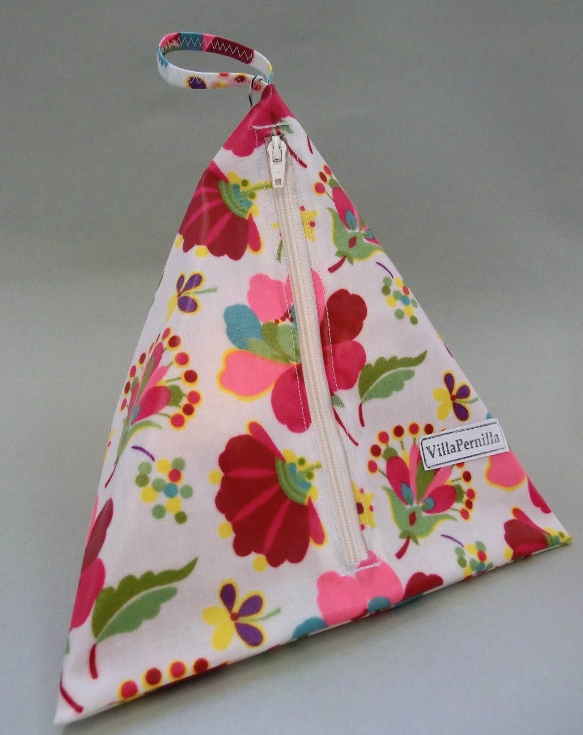 Wash bag for kids and light travelling- floral oilcloth fabric