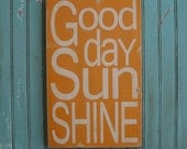Good Day Sunshine Sign Typography Word Art in Golden Yellow - Beatles