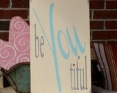 beYOUtiful Heavily Distressed Sign in cream Vintage Style
