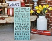 Family Rules Sign - Live Simply Typography Word Art  Sign