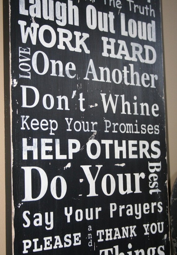 Family Rules Sign Version II - Typography Word Art