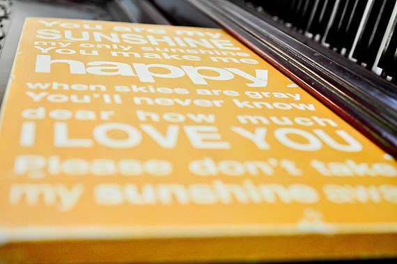 You Are My Sunshine Sign Typography Word Art in Golden Yellow