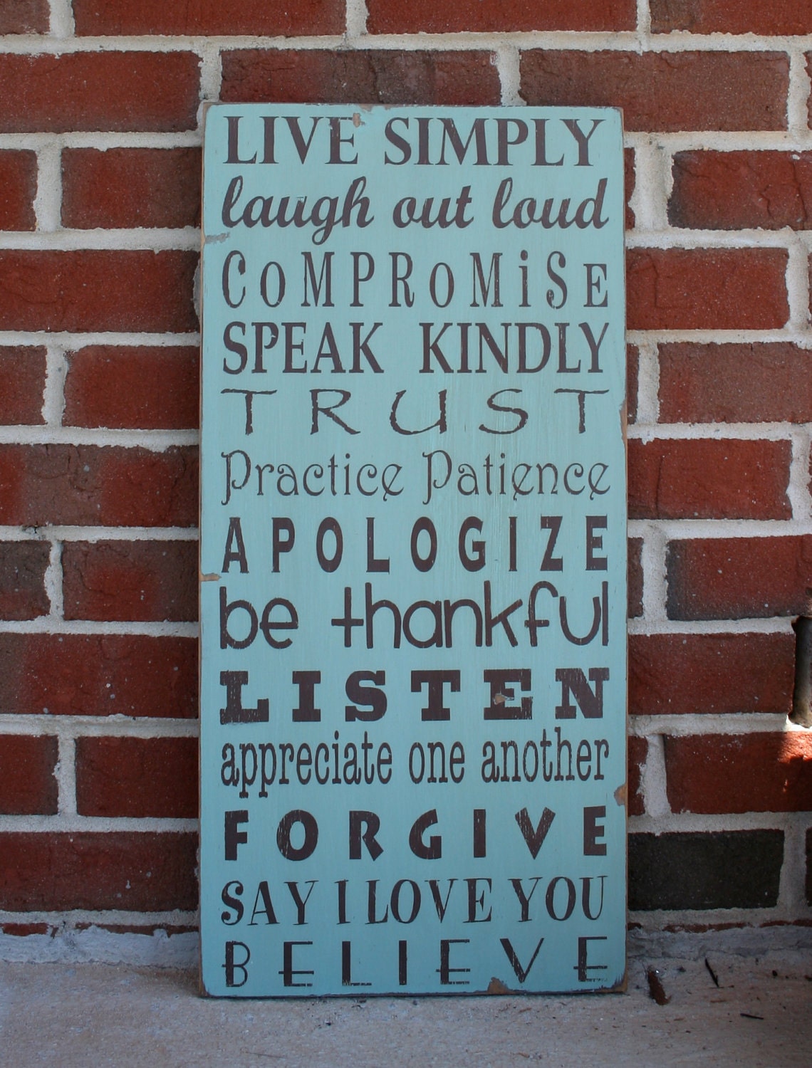 Family Rules Sign - Live Simply Typography Word Art  Sign