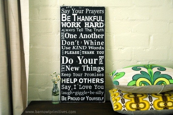 Family Rules Sign Version III - Typography Word Art