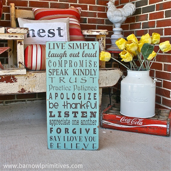 Family Rules Sign - Live Simply Typography Word Art Sign