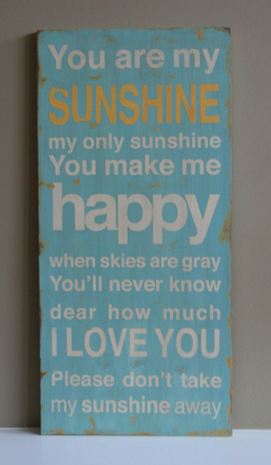 You Are My Sunshine Typography Word Art Sign