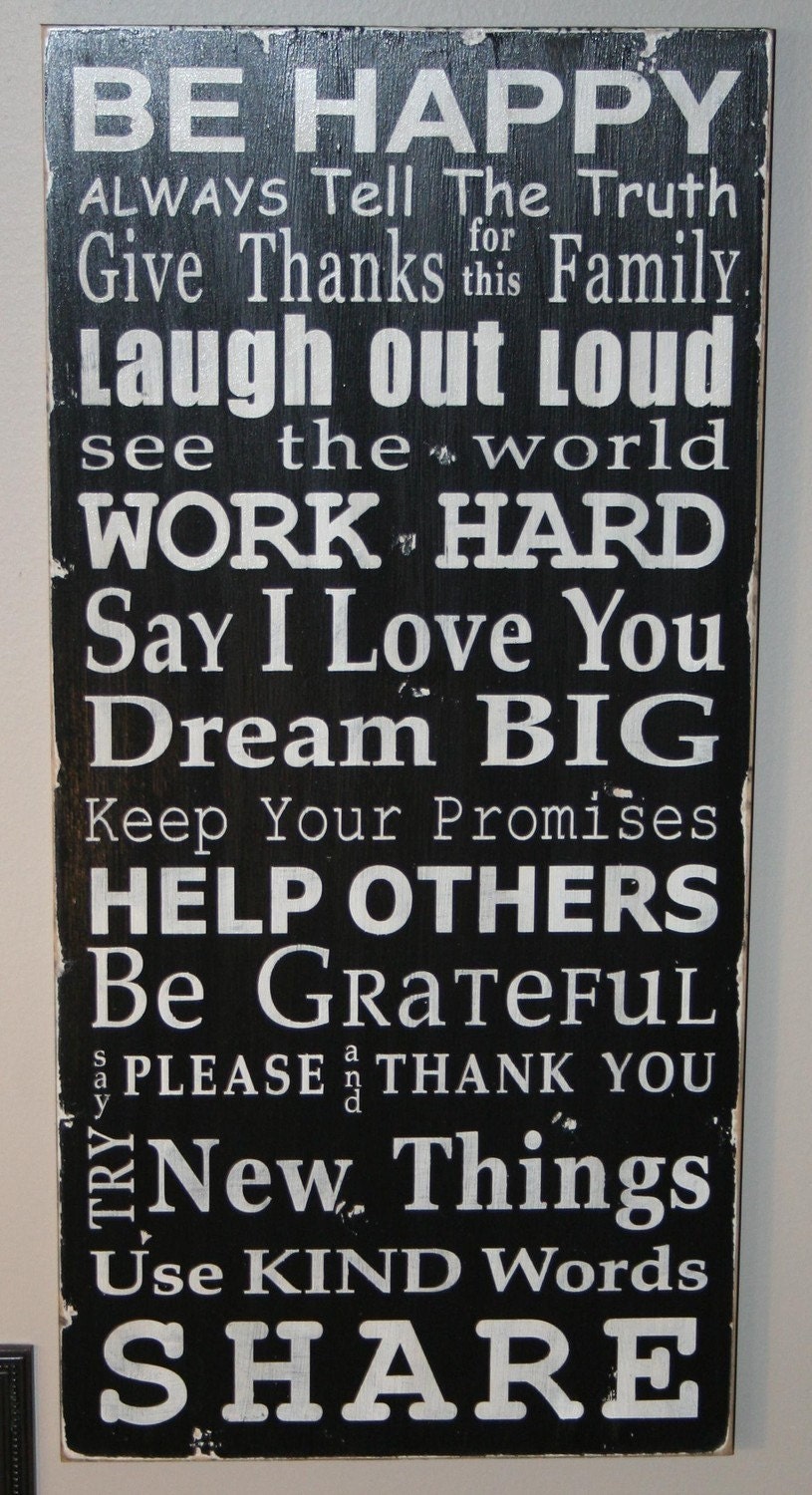 Family Rules Sign Version V - Typography Word Art