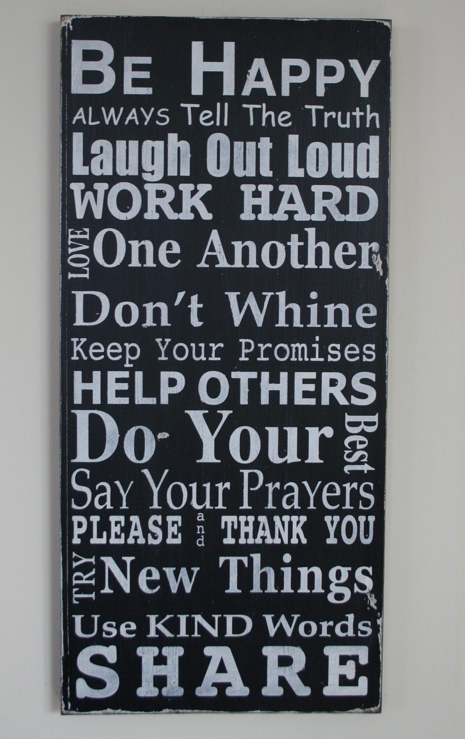 Family Rules Sign Version IV - Typography Word Art in Portrait