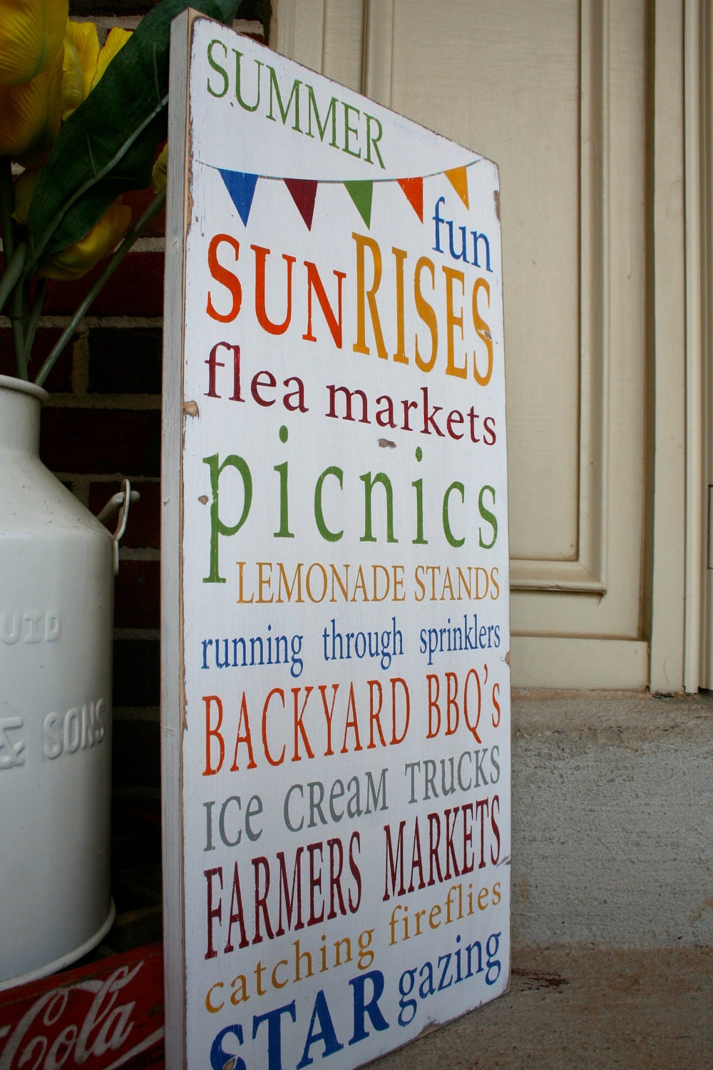 Summer Fun with Bunting Typography Word Art Sign - Limited Edition
