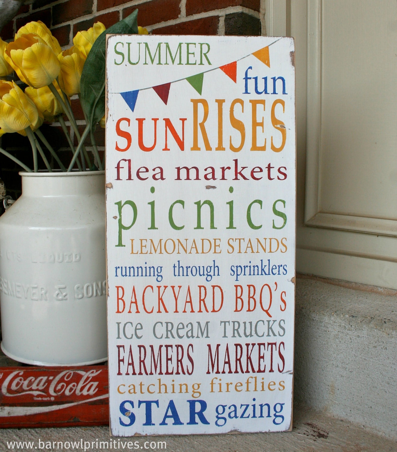 Summer Fun with Bunting Typography Word Art Sign - Limited Edition