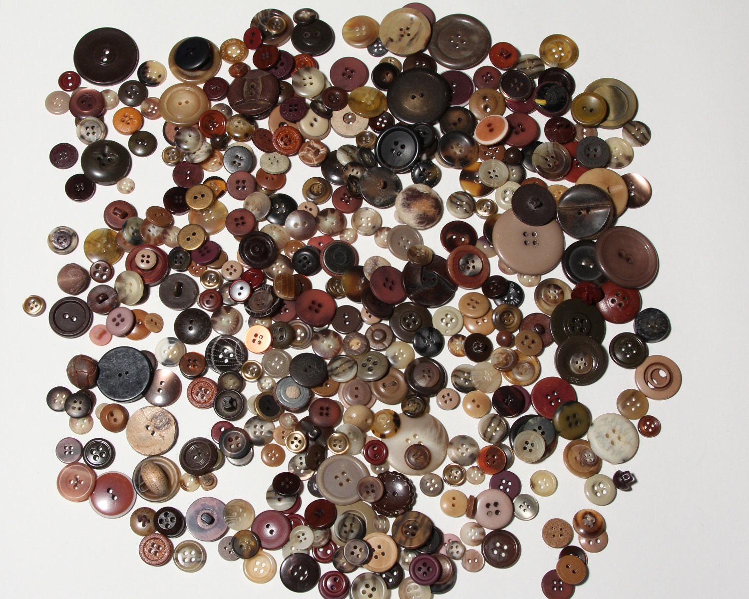 Old Cinnamon Brown Buttons - Lots of Wood, Metal, Plastic and Faux Tortoise Shell