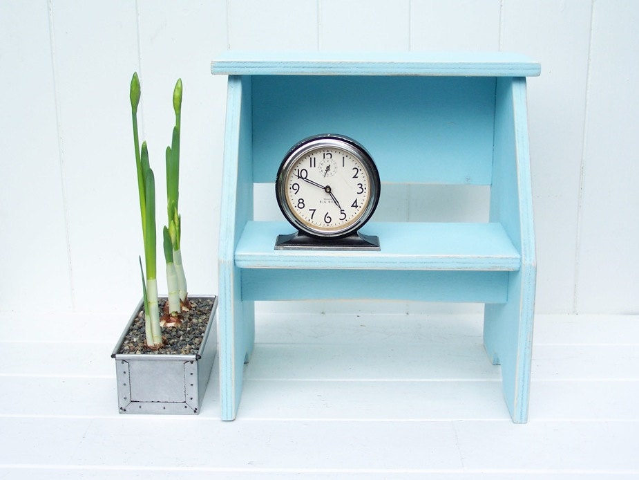 Vintage Style Two Step Stool in Sky Handmade by Circle Creek Home