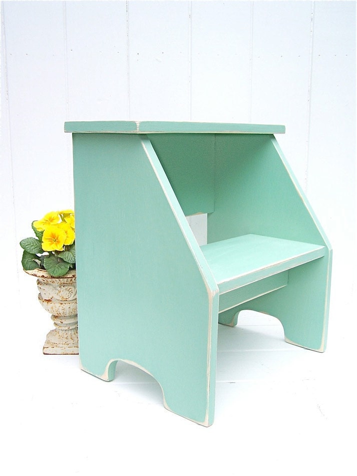 Vintage Style Two Step Stool in Jadite Handmade by Circle Creek Home