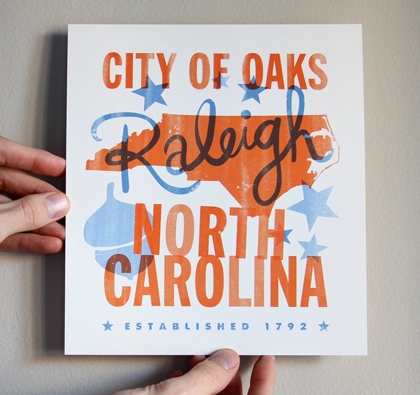 Raleigh City of Oaks Print - 8x9