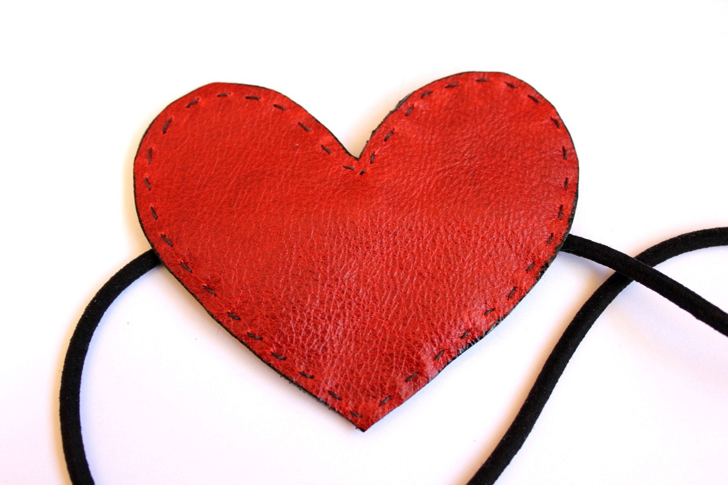 Red Leather Heart Headband